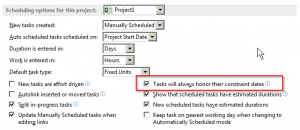 Constraints - date option in MS Project Professional 2013