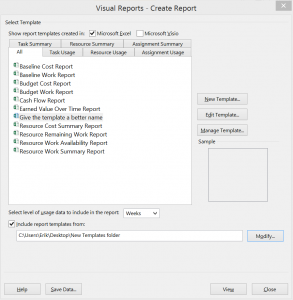 Visual reports in MS Project - Visual reports new template