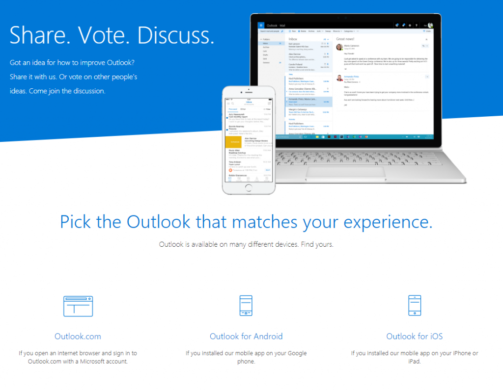 Outlook UserVoice example