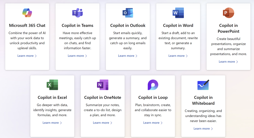 Microsoft 365 copilot applications during launch 